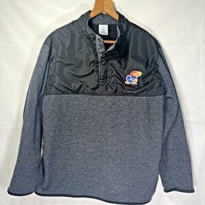 Kansas Jayhawks Black Pullover Jacket Men's Medium KU NCAA EUC College Sports